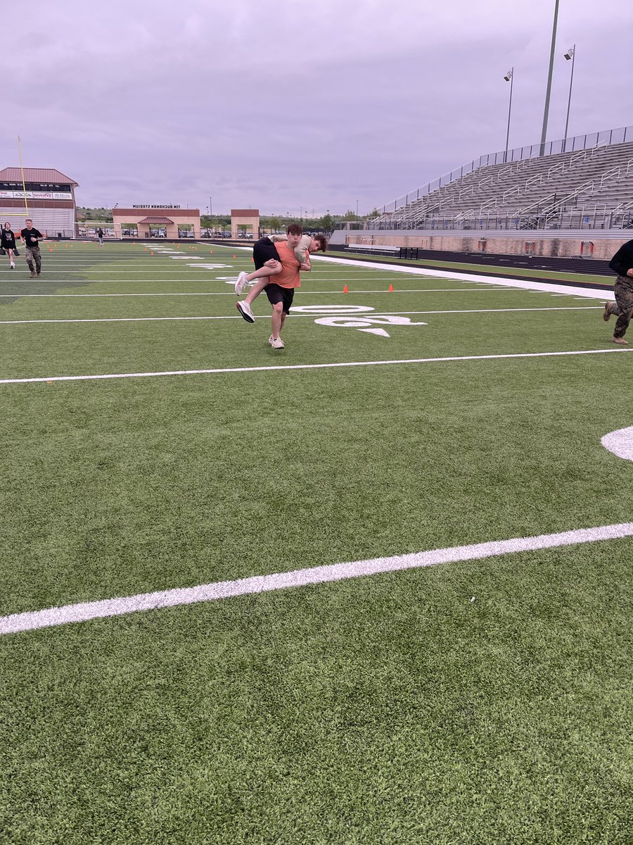 Thank you to the Weatherford Marines and  SSGT Ellis for coming out today and putting our group through the Marine Combat Fitness Test!