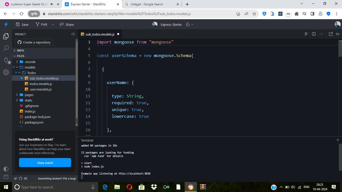 DAY120:  Just dipped my toes into data modeling with Mongoose today! 📊 Exciting stuff! Learning how to structure and organize data for better insights and efficiency. #DataModeling #Mongoose #TechLearning 
#360dayofcode