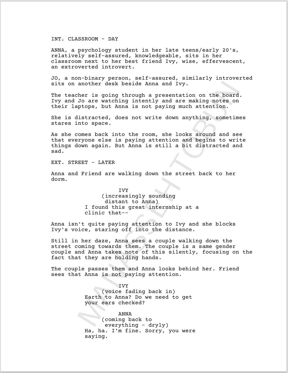 I don't quite know how this works, but I'm trying to put myself out there a bit more, so please be kind if I've gotten this all wrong.

Thought I'd share the first page of a short screenplay I'm working on. #funpagefriday #firstpagefriday