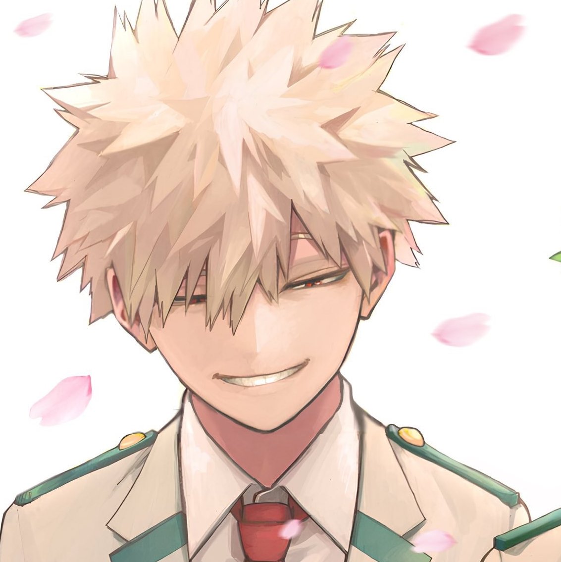 bakugou katsuki solo looking at viewer smile short hair simple background shirt blonde hair  illustration images