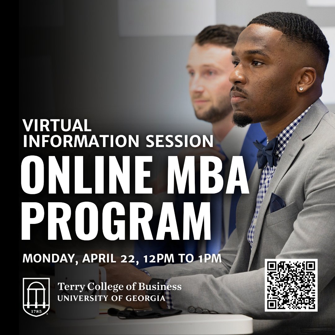 Interested in @terrycollege's Online MBA program? Join them for a virtual information session on Monday, April 22, 2024, from 12pm to 1pm. Sign up: hubs.la/Q02sWstf0