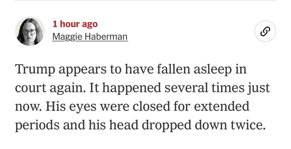 Ambien: doesn’t work Melatonin: doesn’t work Sleepy Time Tea: doesn’t work Being tried in criminal court for paying hush money to a porn star: best sleep of my life