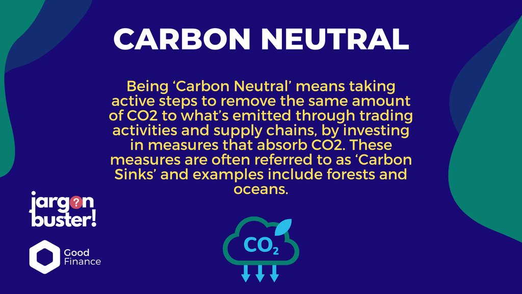 'Being 'Carbon Neutral' means taking active steps to remove the same amount of CO2 to what's emitted through trading activities and supply chains...' 

Bust more #EnergyResilience jargon via our handy tool 👇️

goodfinance.org.uk/jargon-buster