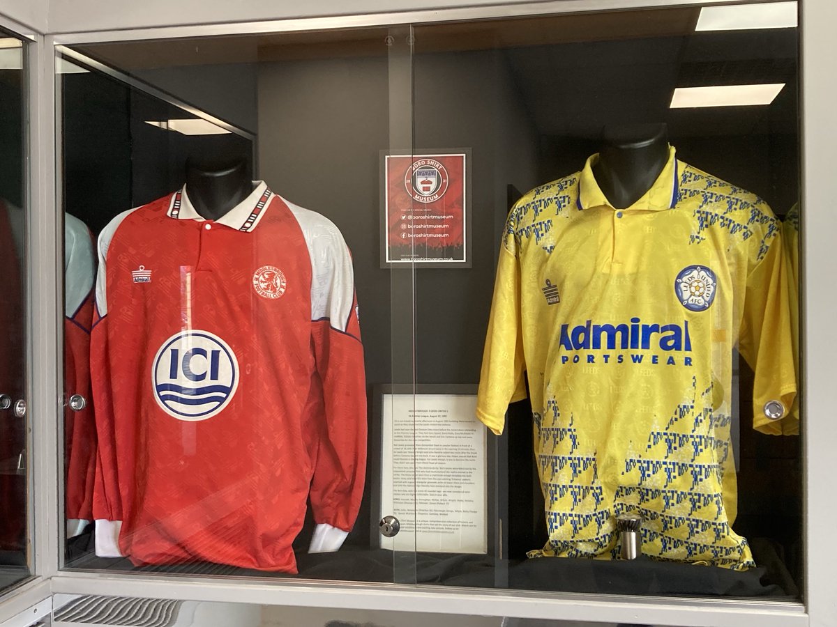 ‘The Admiral derby’. Just popped a couple of shirts from 1992-93 into the Riverside reception ahead of Monday’s clash. #Boro broke Leeds title defence in a famous 4-1 Ayresome win back then. High-stakes again this time. #UTB