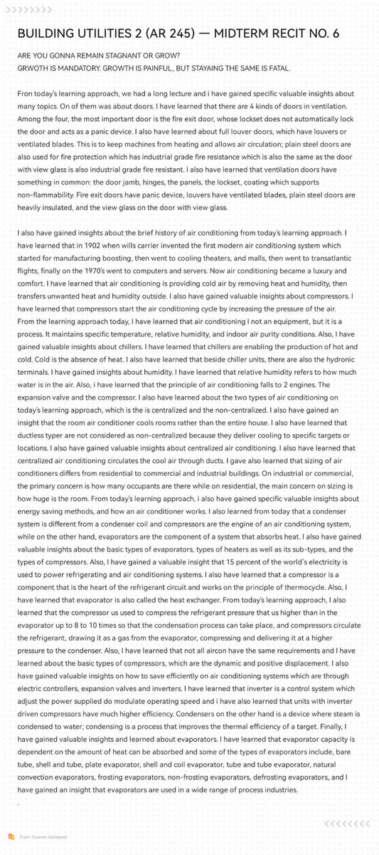 SchaThan_'s tweet photo. Barredo, Richard Nathaniel D. 
BS Arch 2A

Building Utilities 2 (AR 245) 
MIDTERM: RECIT NO. 6

#BSArch2A
————————— https://t.co/9xqwFH2kKf