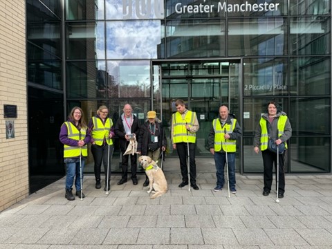 In the North West of England, we did a Safer Roads Walkabout with @SaferRoadsGM and @OfficialTFGM, and discussed how blind and partially sighted people navigate the built environment.