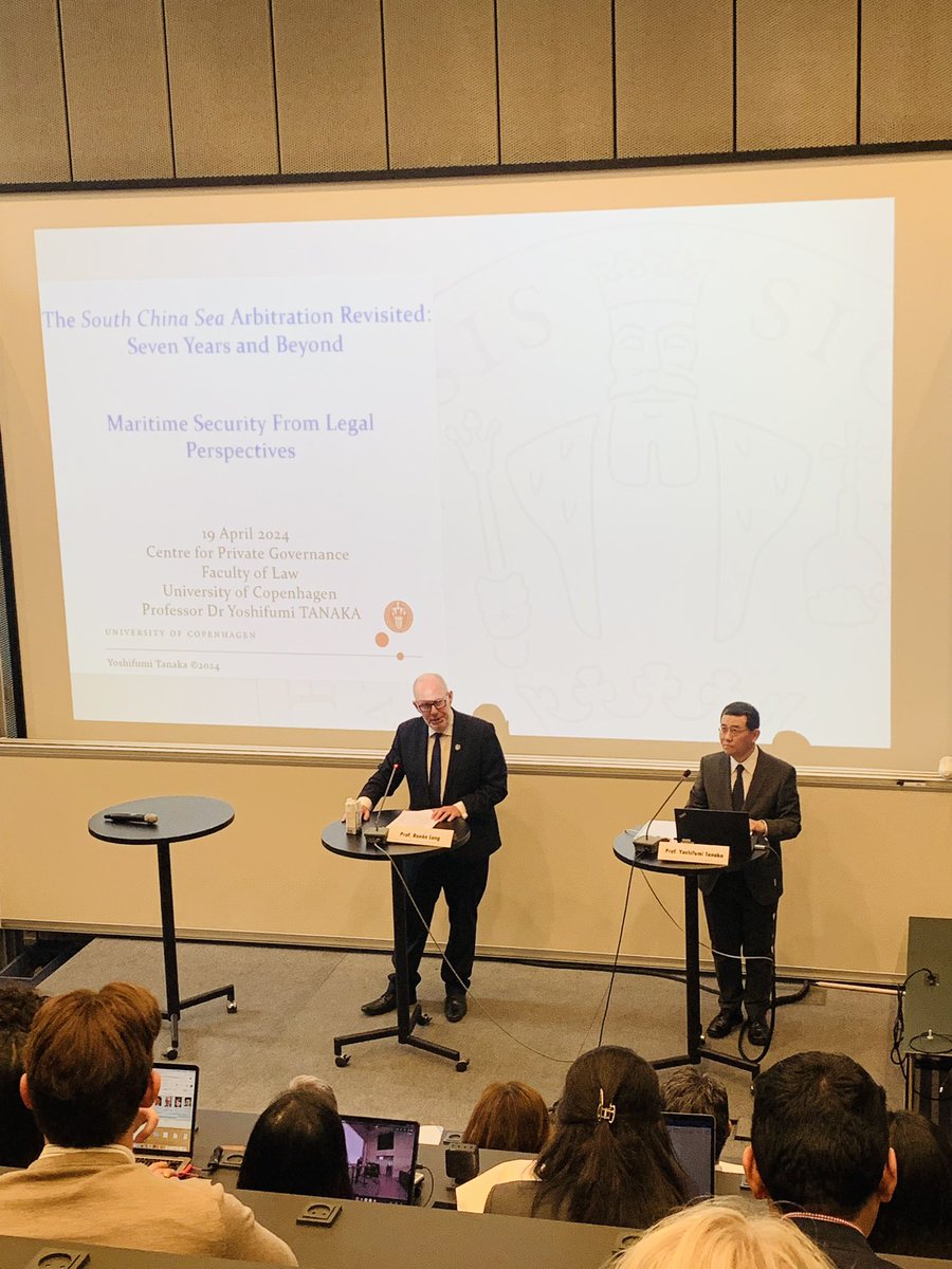 shoc_law's tweet photo. Professor Ronán Long, Director, WMU-Sasakawa Global Ocean Institute, World Maritime University as moderator and Professor Yoshifumi Tanaka, University of Copenhagen, Faculty of Law, CEPRI - SHOC on ‘The South China Sea Arbitration Revisited: Seven Years and Beyond.’ https://t.co/bhoAkmlLt1
