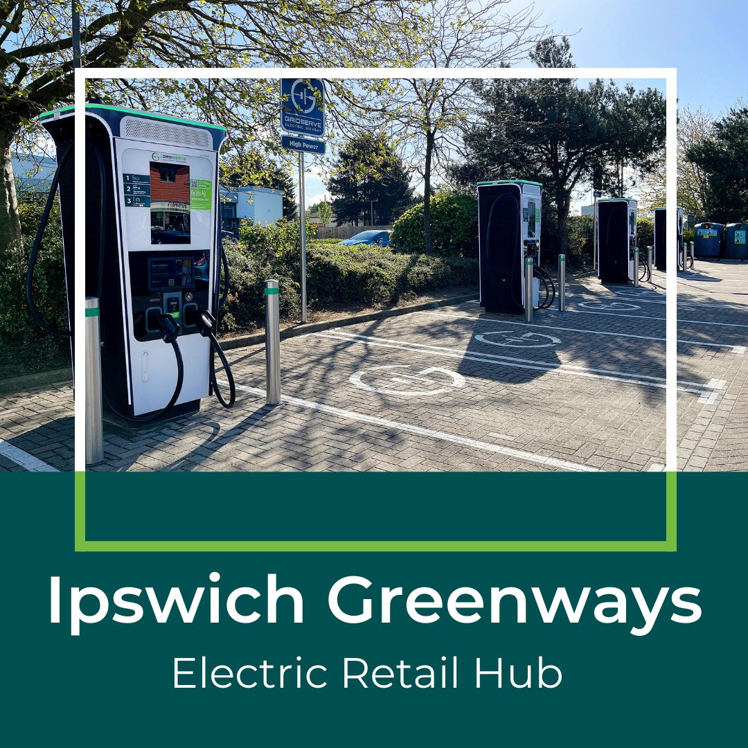 ⚡️Ipswich Greenways ⚡️ 8x charging bays served by four dual charging High Power chargers (up to 360kW) are now available at Ipswich Greenways. Check out all our locations on the GRIDSERVE Electric Highway 👉electrichighway.gridserve.com