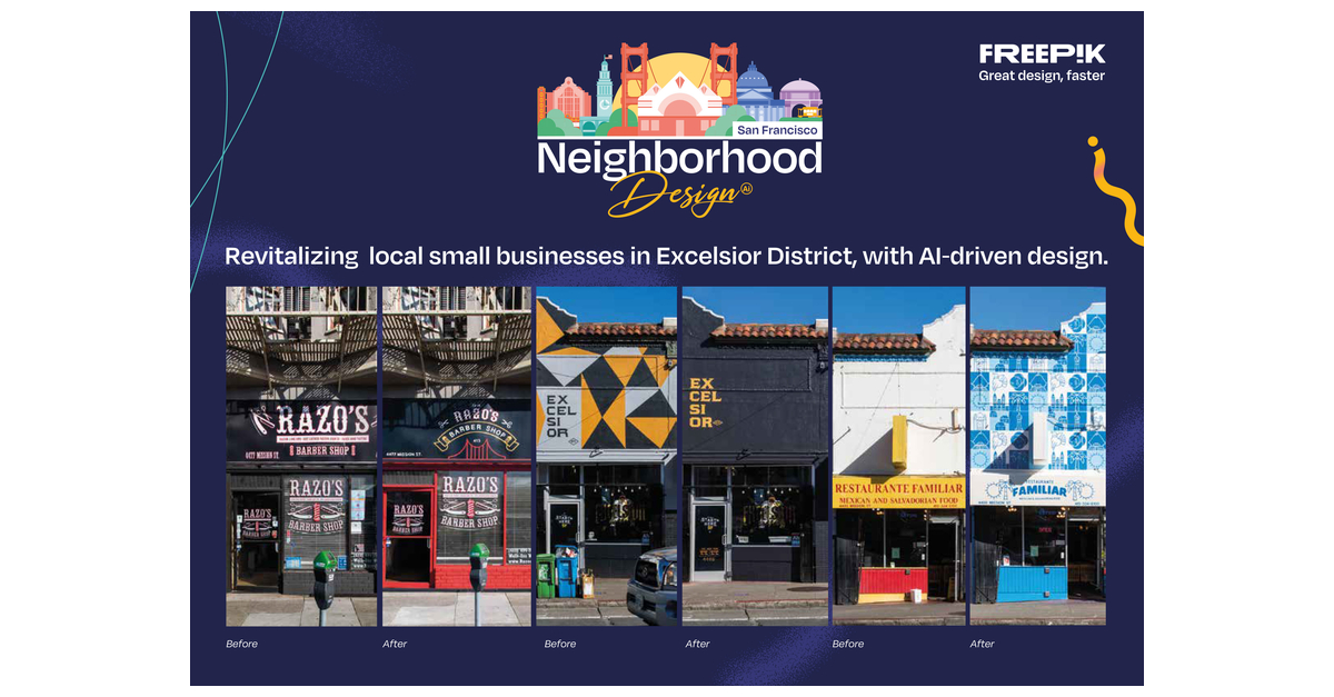 Freepik Unveils AI-driven Design Transformations, Revitalizing Local Small Businesses in San Francisco’s Excelsior District as Part of the Neighborhood Design Project dlvr.it/T5kZSS