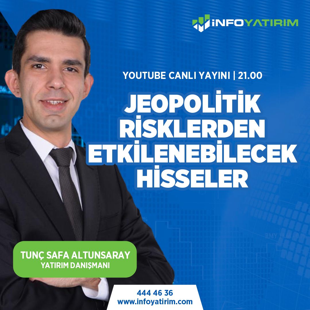 YouTube kanalımızda bu akşam Yatırım Danışmanımız Tunç Safa Altunsaray @AltunsarayTunc , jeopolitik risklerden etkilenebilecek hisseler hakkında konuşacak. 21.00'daki canlı yayın için: youtube.com/live/YQ7Zfs0rn… Kanalımıza abone olmak için: infoytrm.com/YoutubeAboneOl #borsa #hisse