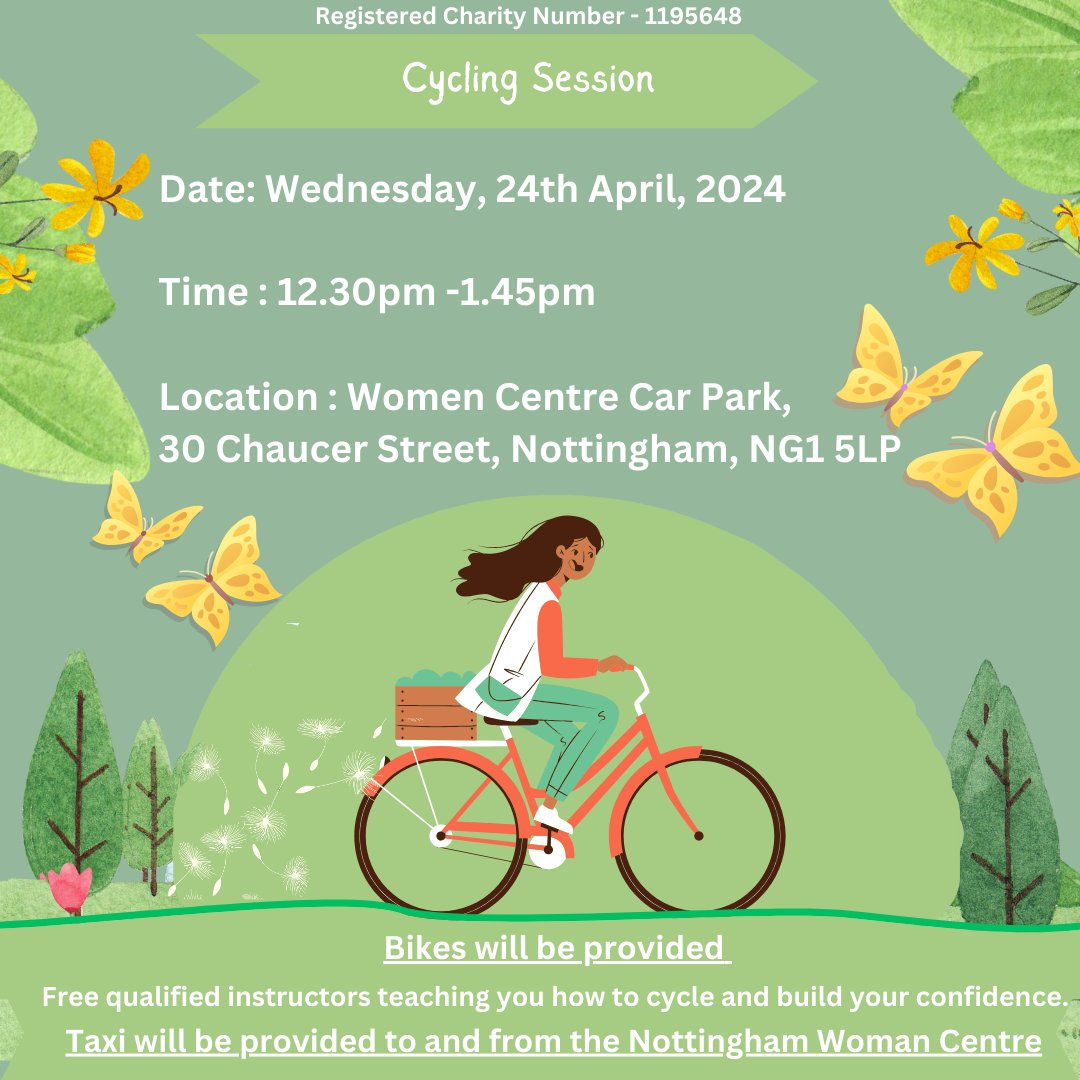 🚲📣ATTENTION LADIES🚺DON'T MISS OUT!!ONLY THREE CYCLING SESSIONS LEFT!!

There will be last 3 sessions to get you riding safely and confidently. 
#bike #muslimwomen #nottingham #nottinghamwomen #womenintandem #mynottingham #nmwn #nottswomen #women #cycling #accesibility