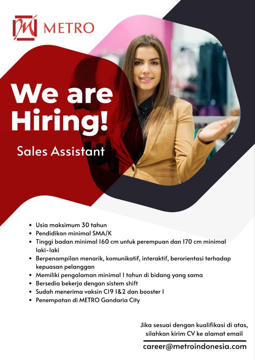#LokerPam - METRO Department Store - Sales Assistant - Jakarta Selatan