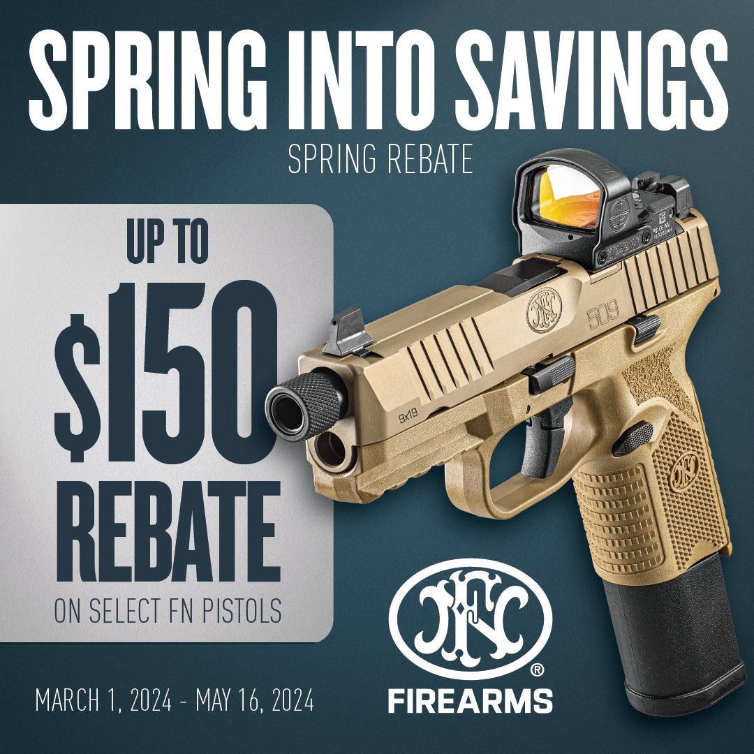 Looking for your new favorite EDC? Learn more about our special offers that are available through May 16: bit.ly/Spring2024Reba…. #FNAmerica #FNFirearms