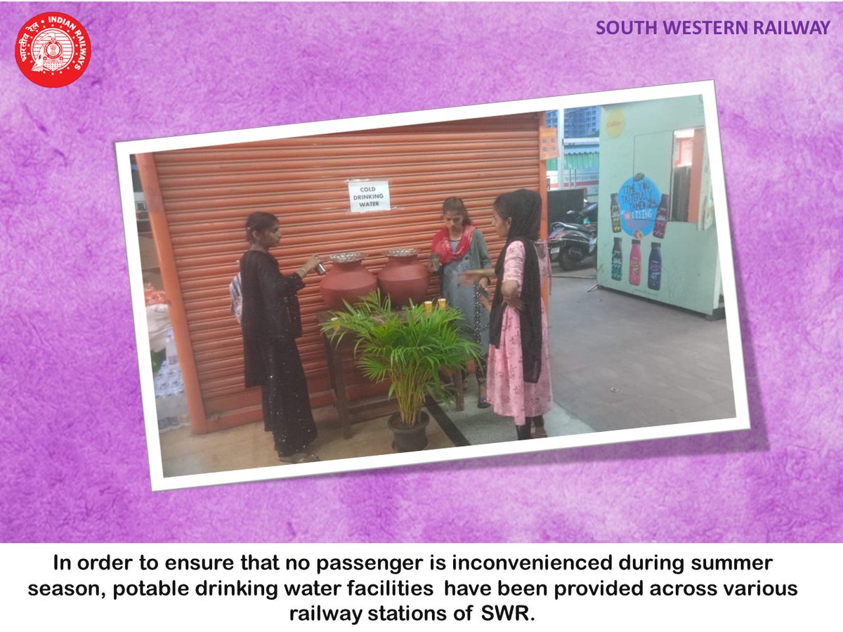 Additional water facilities are provided at KSR Bengaluru station to beat the summer heat . It facilitates the continuous availability of drinking water to rail passengers in summer. #summer