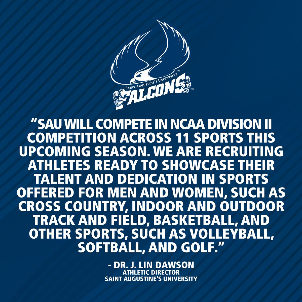 Official Statement from SAU Athletic Director Dr. J. Lin Dawson. For information about SAU Athletics, visit saintaugfalcons.com #GoFalcons