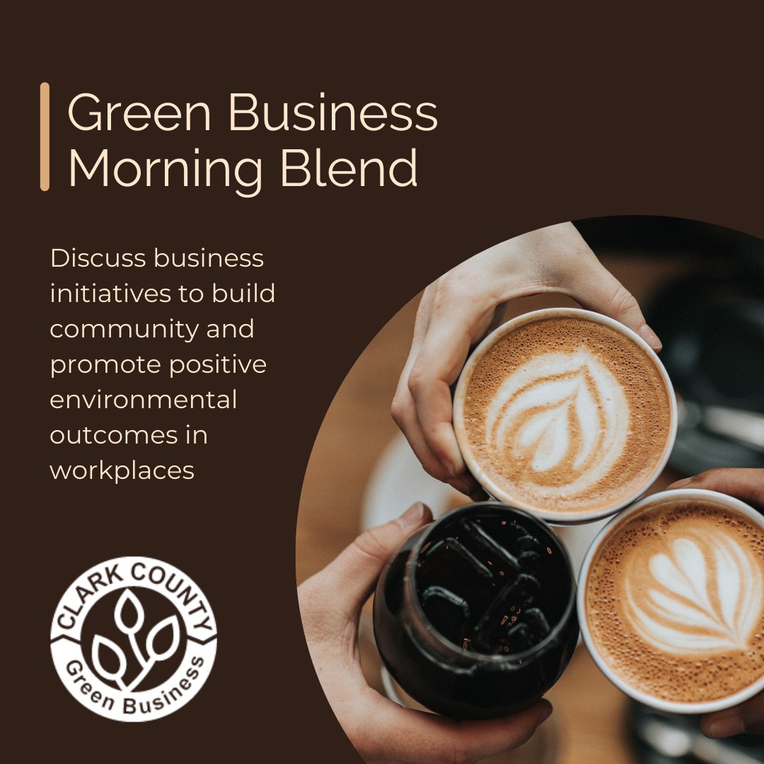 Clark County businesses: Come learn about sustainability opportunities related to reuse & safe refill of consumer-owned food & beverage containers! Join the Clark County Green Business community for the Morning Blend 8:30-10 am Wednesday, May 1: clarkgreenbiz.com/news-and-event…