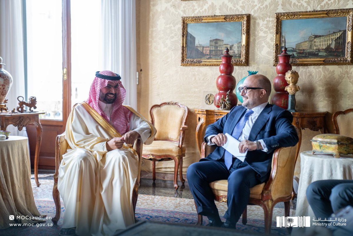 Minister of Culture HH @BadrFAlSaud concluded a visit to Italy where he met with his Italian counterpart @g_sangiuliano to discuss further cultural cooperation between the two countries. #SaudiMinistryOfCulture