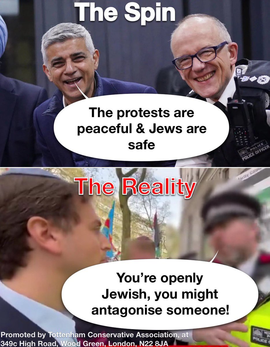 A Met police officer threatened to arrest a Jewish man as he looked ‘openly Jewish’ & it could ‘antagonise’ protesters. How has it come to this? Is central London now a no go zone for Jews at weekends? Sadiq Khan & Sir Mark Rowley have utterly failed our Jewish community.