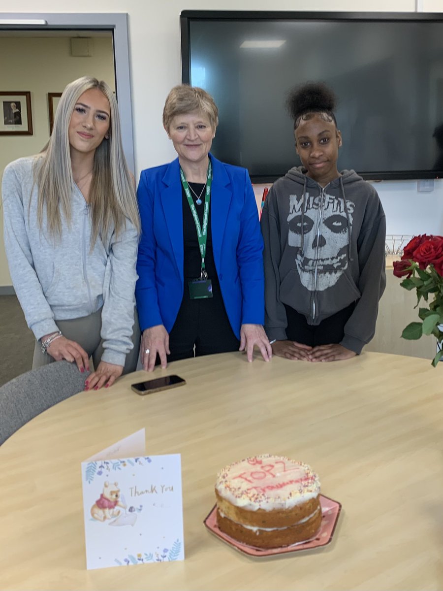 LEAVERS Not all of 2024 leavers are S6 pupils. Some wonderful young people from S4 and S5 have made the decision to move on and make their way in the world. Miss Sinclair was very touched to receive this amazing cake baked and decorated by Ellie and Leel. 🍰😍