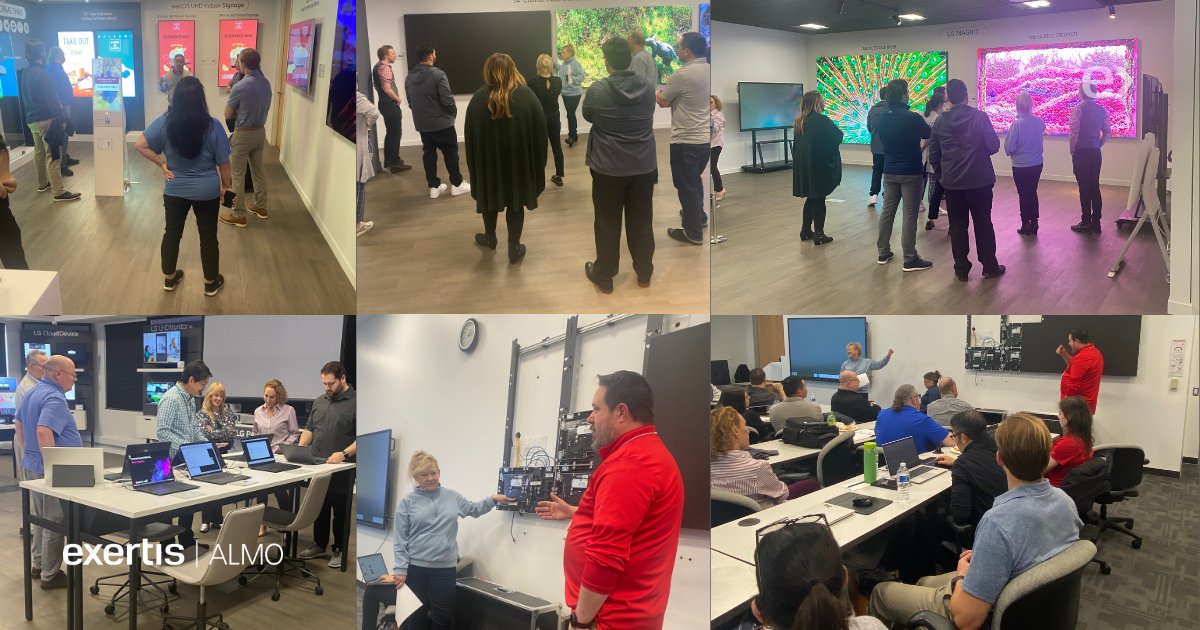 AlmoProAV's tweet image. #ExertisAlmo's National Business Team (NBT) visited the LG BIC in Chicago this week for some training on #DVLED, #VideoWalls, #QSR indoor displays, and more during NBT Bootcamp. Thank you @LGUS!

#TeamExertisAlmo