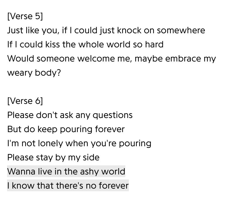 namjoon is such an amazing poet and writer. i was rereading the lyrics to forever rain and this part is still forever my favourite.