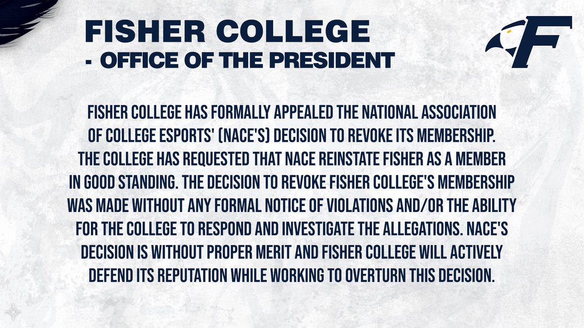 A Statement regarding Fisher College’s NACE membership, from the Office of the President: