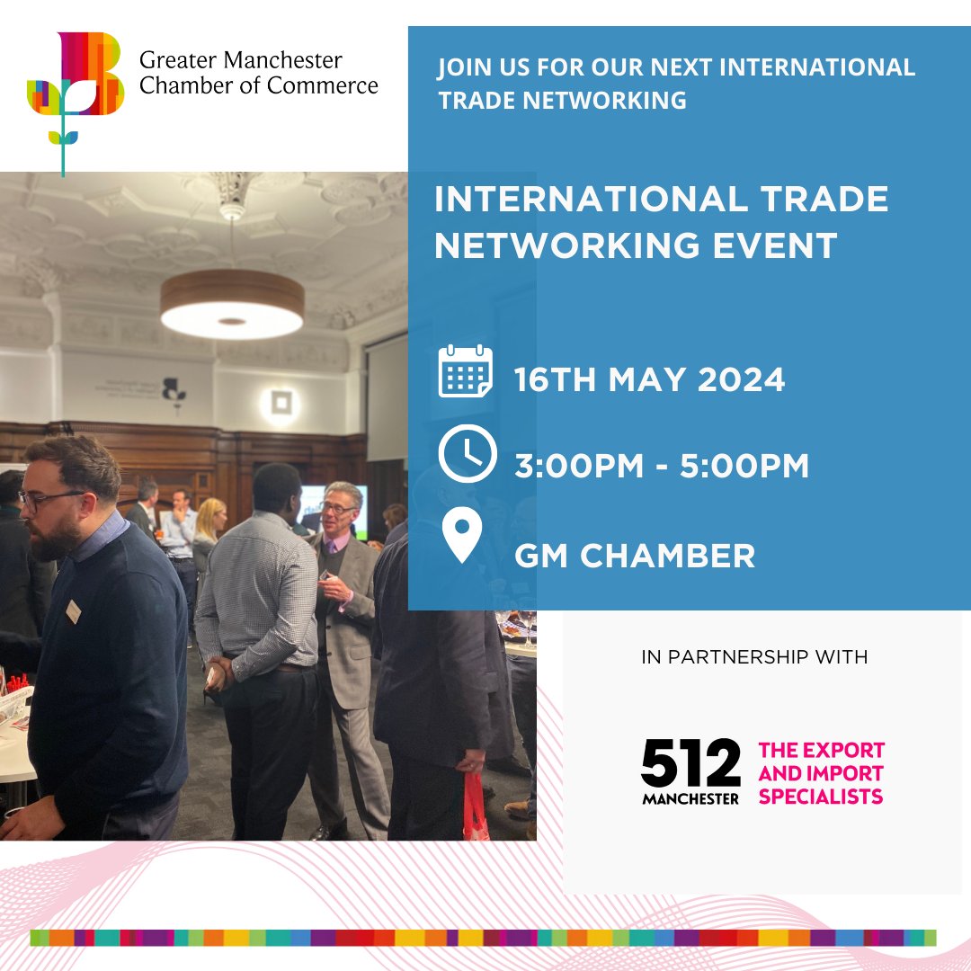 WiganBusiness's tweet photo. @gmchamber are hosting an international business network focused on making new connections, exploring new opportunities. A great chance to meet with the award-winning International Trade Team, their partners, trade experts as well as likeminded businesses.
https://t.co/z3KCYgkqhO https://t.co/45ddRQDQOw