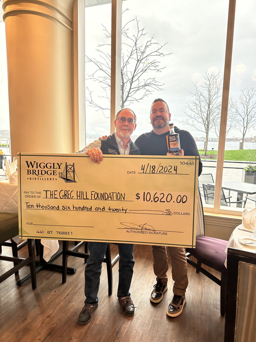 Thank you Wiggly Bridge Distillery for partnering with us to raise $10,620 through the Greg Hill Edition Bourbon partnership! Cheers to a successful campaign.