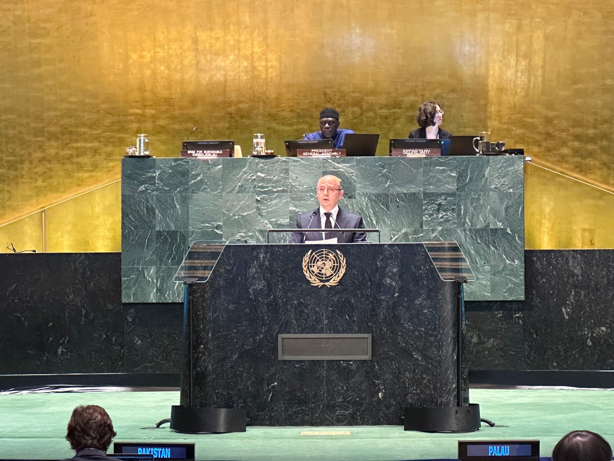 Happening now: H.E. Mr. Parviz Shahbazov, Minister of Energy of the Republic of Azerbaijan addresses the Global Stocktaking on Sustainable Energy within the UNGA’s first ever #UNGASustainabilityWeek 
#SDG7 #EnergyForAll