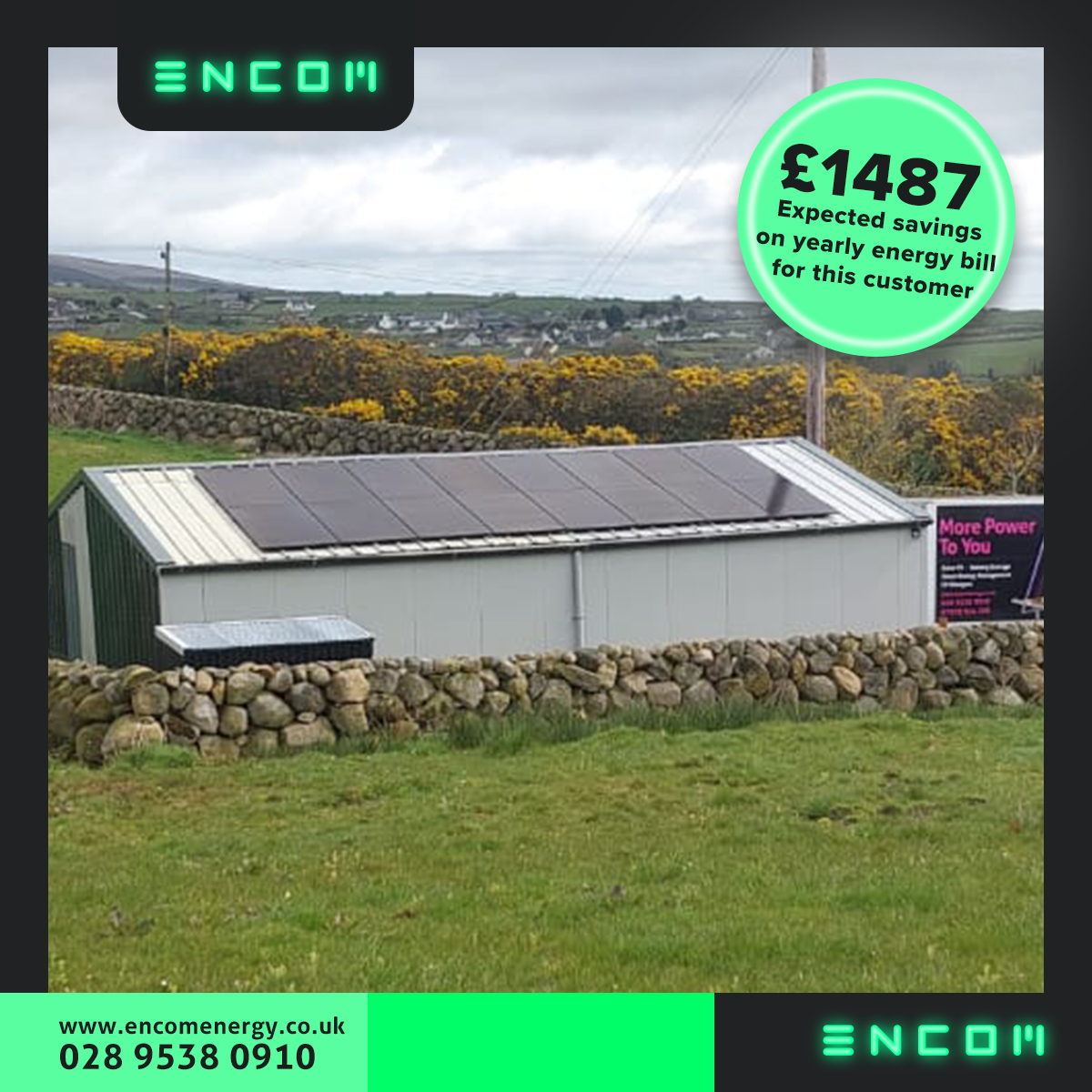 🌞 Just wrapped up another solar install: a powerful 6.69kW system with 16 JA Solar 435 panels, a 3.6kW inverter, 48V 200AH Rosen Powerwall, Eddi &amp; Harvi for energy management, and a LoRa transmitter. Estimated savings: £1487/year. Contact us to cut your bills! 📞 028 9538 0910
