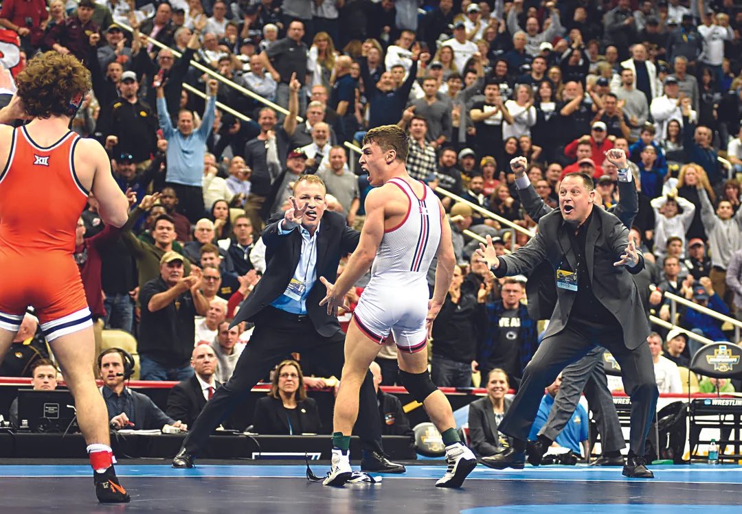 BOOM! Former @RUWrestling national champion Nick Suriano defeats Marcus Blaze 4-2 to advance to the Olympic Trials quarterfinals at 57 KG. He’ll face Daton Fix, a familiar foe… #RelentlessPursuit