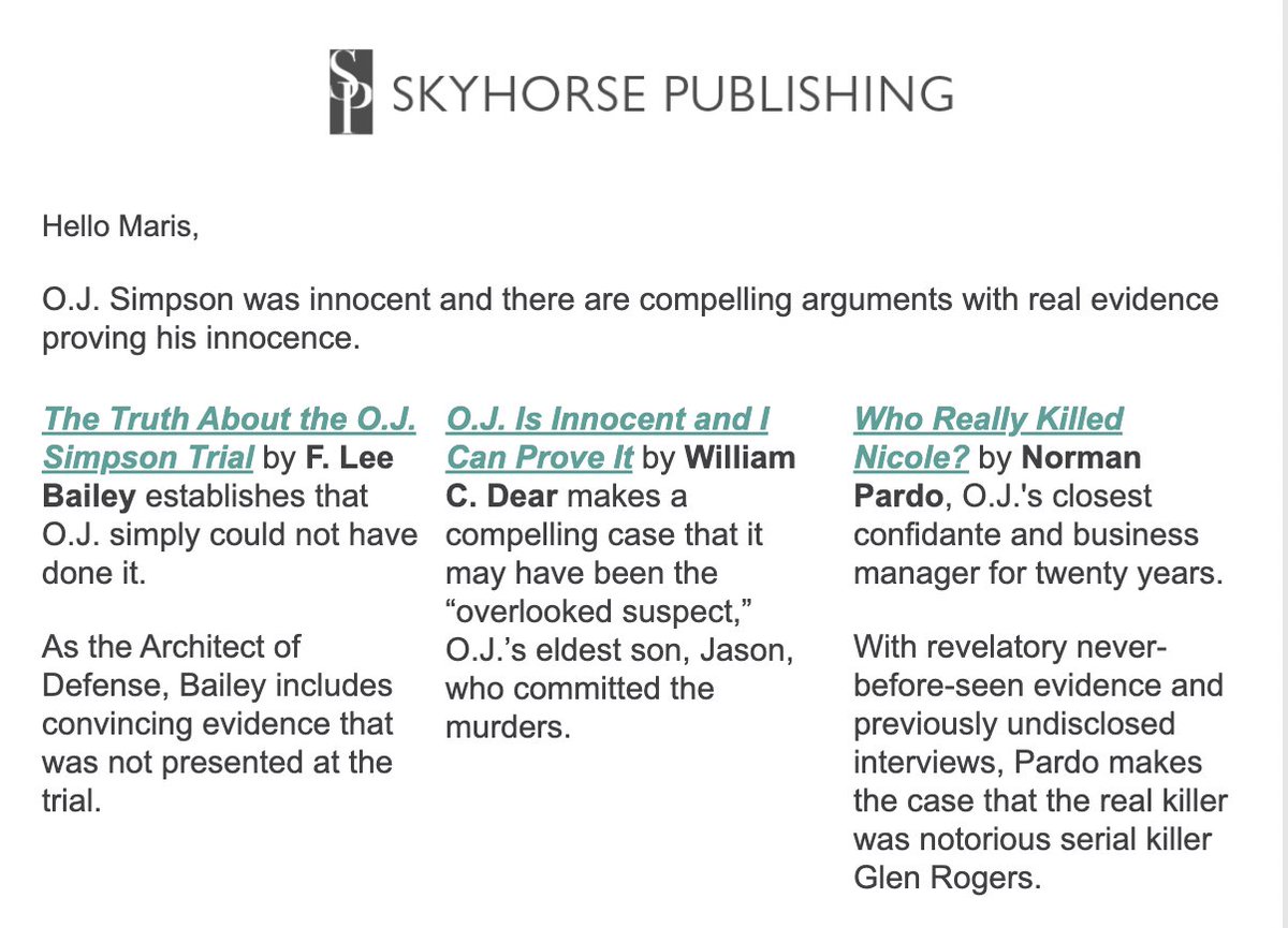 Skyhorse Publishing, continuing to do its thing.