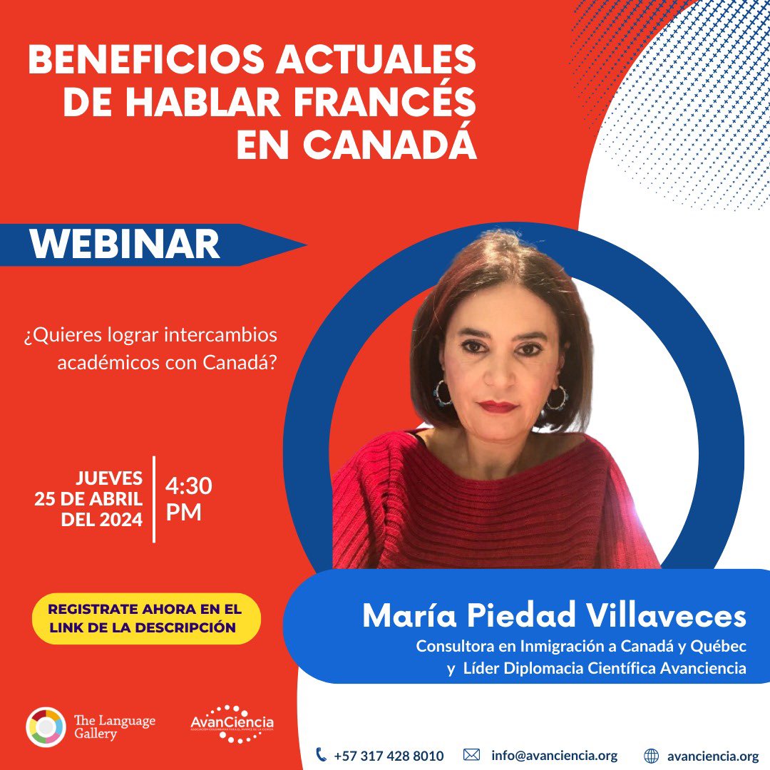 ¡Únete a nuestro Webinar gratuito y descubre cómo el francés puede impulsar tu éxito en Canadá!🍁 ¡Comparte esta oportunidad con amigos y familiares interesados en migrar a Canadá! 🚀 REGÍSTRATE AHORA 👉🏻 forms.office.com/r/SzKaMBZwdG