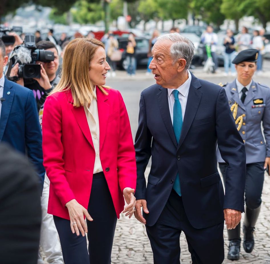 Wonderful to spend some time with Portugal's President Marcelo Rebelo de Sousa in Lisbon this afternoon. Grateful for our conversations and for his engagement. Obrigada 🇪🇺🇵🇹