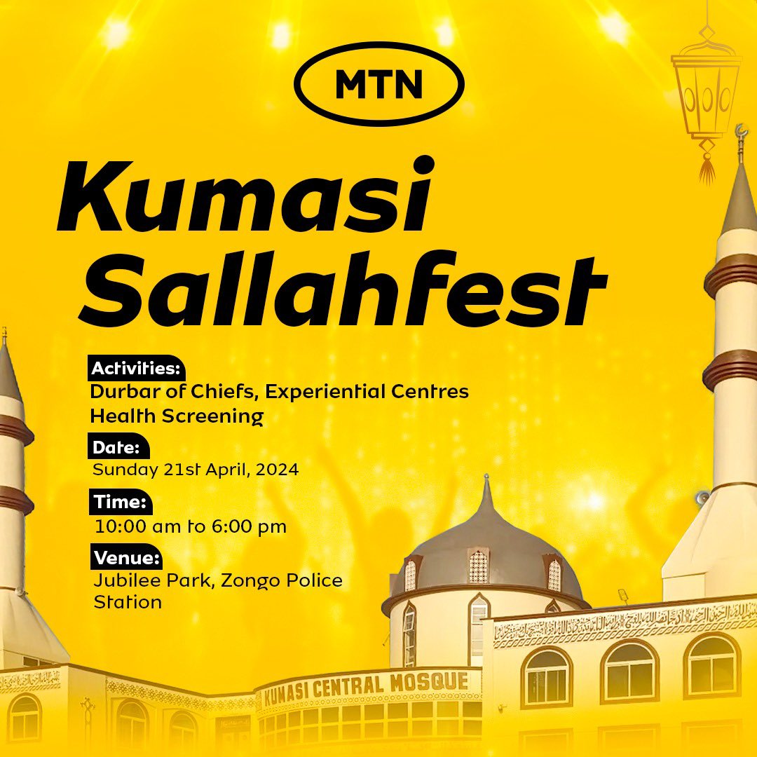 This weekend! We storm Kumasi the Yello way 💛. #MTNSallahFest