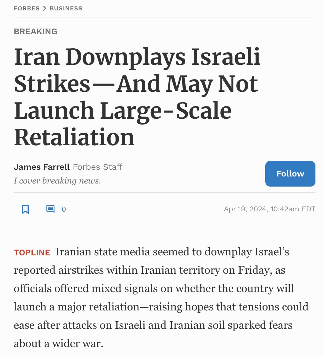 Iran is already downplaying Israel’s attack, they clearly don't want to get sucked into a war. It’s easy to come up with a logical sequence for WW3. But all the regimes of major countries know if it did happen they would never survive it. Countries are under domestic pressure…