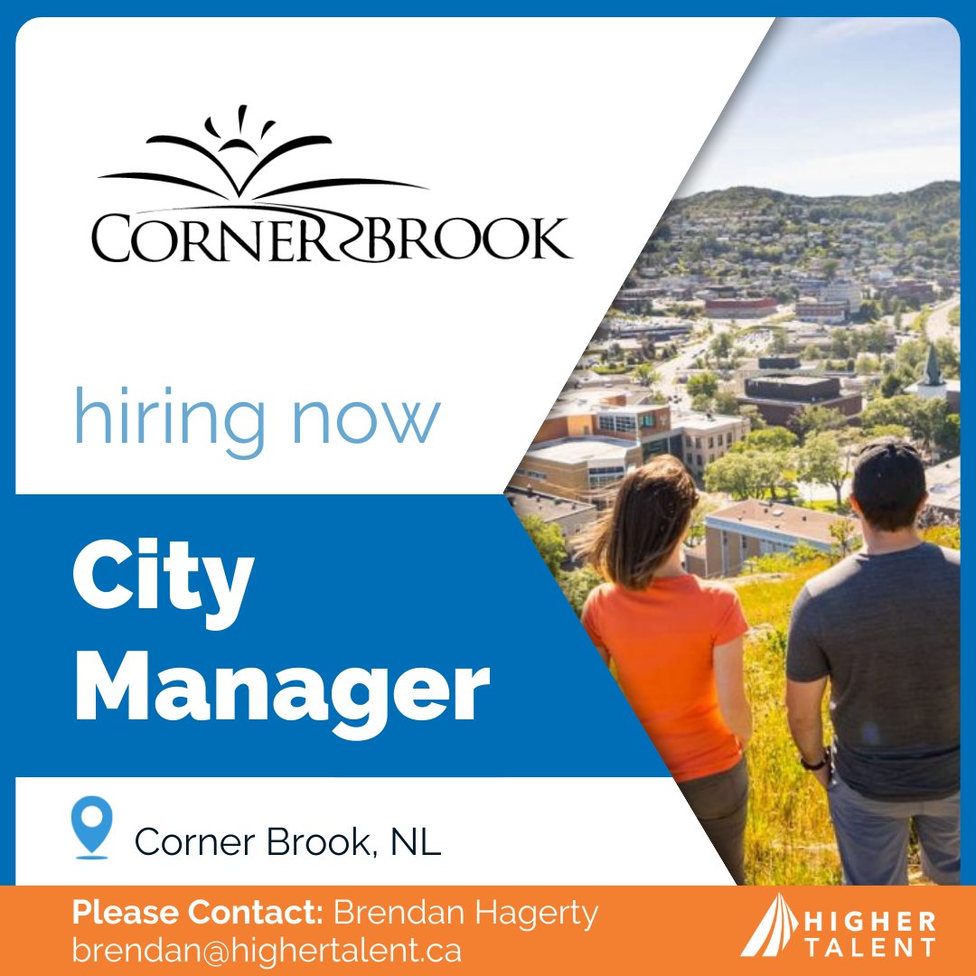 The City of Corner Brook is currently seeking qualified candidates to fill the role of City Manager. For more information please follow the link below:

highertalent.ca/current-opport…