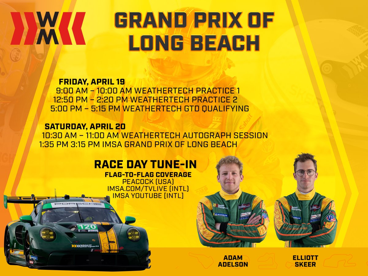 It's hard not to be excited at @GPLongBeach ! Here's our schedule for the weekend, and of course you know the best way to stay up to speed is scoring.imsa.com and imsaradio.com! All times Pacific.