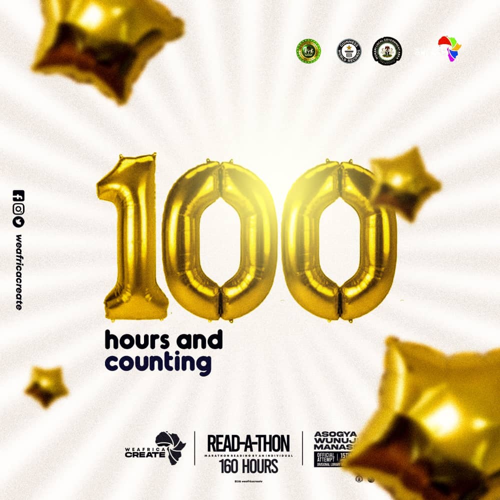 Adeyemi40375522's tweet photo. we've clocked 100 hours

160 hours Marathon Reading by an individual 
@WeAfricaCr4506 
@NigeriaGov 
@GovAgbuKefas 
@GWR 
@Channelstv
@ARISEtv
@TarabaFacts 

#WeafricaCreate 
#WeafricaCreate
#160hoursreadAThon
#GetInvolvedNow https://t.co/t1CKIu41qM