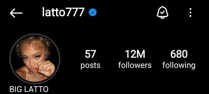 Latto has now reached 12 MILLION followers on Instagram.