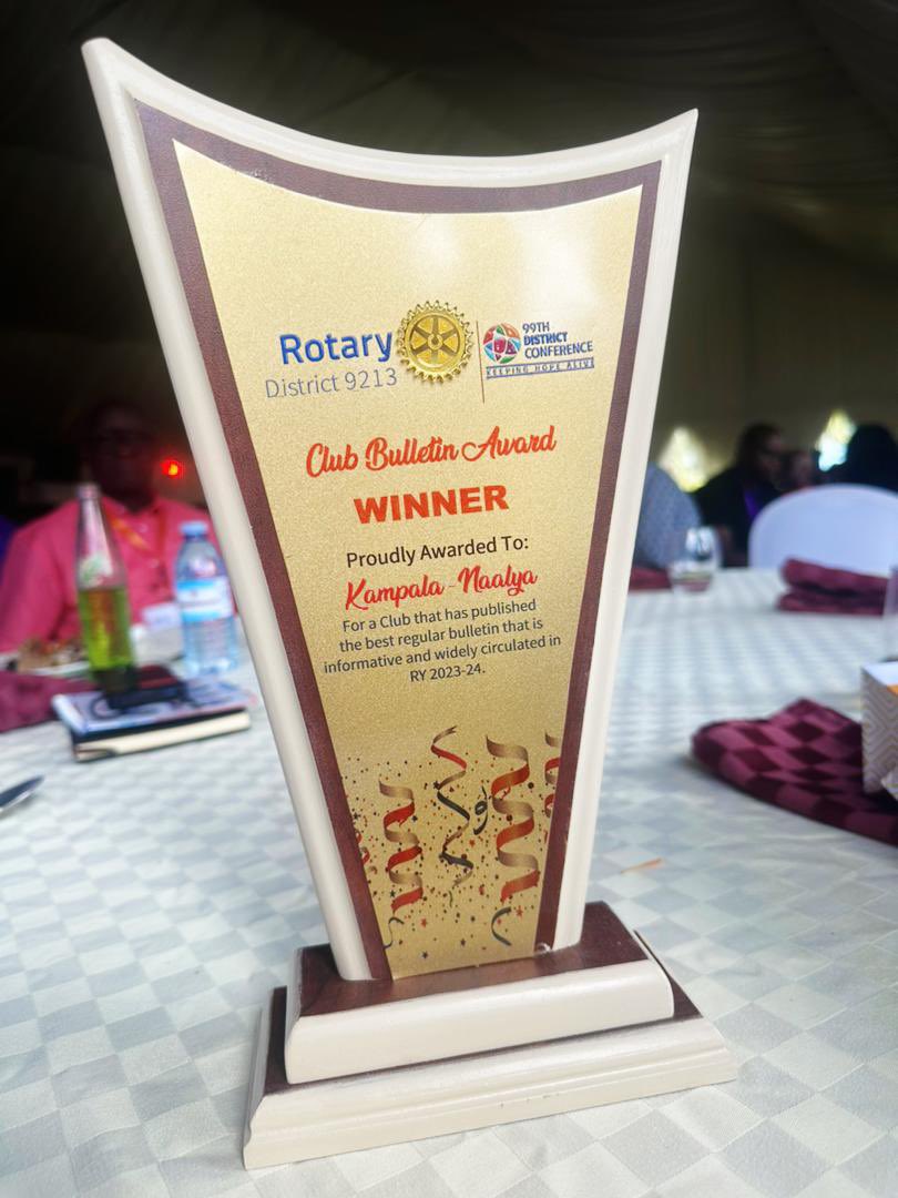 My Rotary Club of @RotaryNaalya has just emerged the winner in the Club Bulletin category. I think our club is the only club in @rotaryd9213 that has a weekly bulletin. And also the content is rich. My #OutToLunch column is reproduced in it. Congratulate us…
