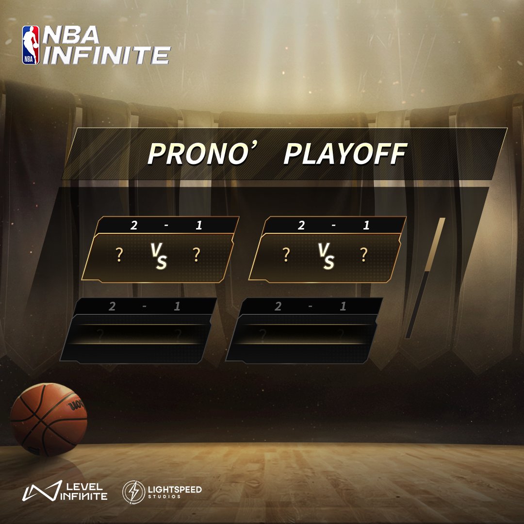 N'oublie pas de faire tes pronos pour les Playoffs #NBA dans NBA Infinite 👀 Qui remportera le titre cette saison ? 👉 Obtiens de l'or en fonction de tes bonnes réponses !