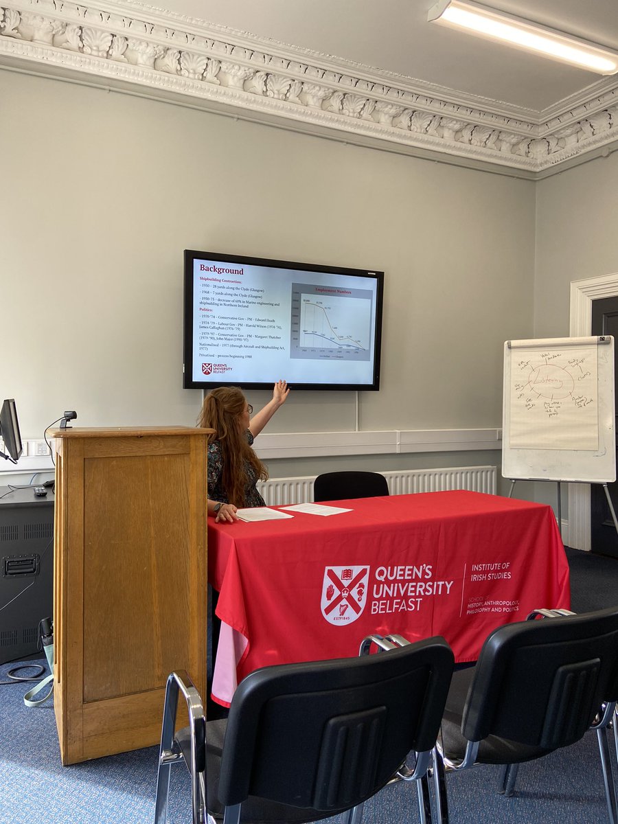 QUB’s own Shonagh Joice sharing her research on women’s experience of shipyard decline in Belfast and Glasgow based on oral history research @HAPPatQUB @OralHistorySoc @BL_OralHistory