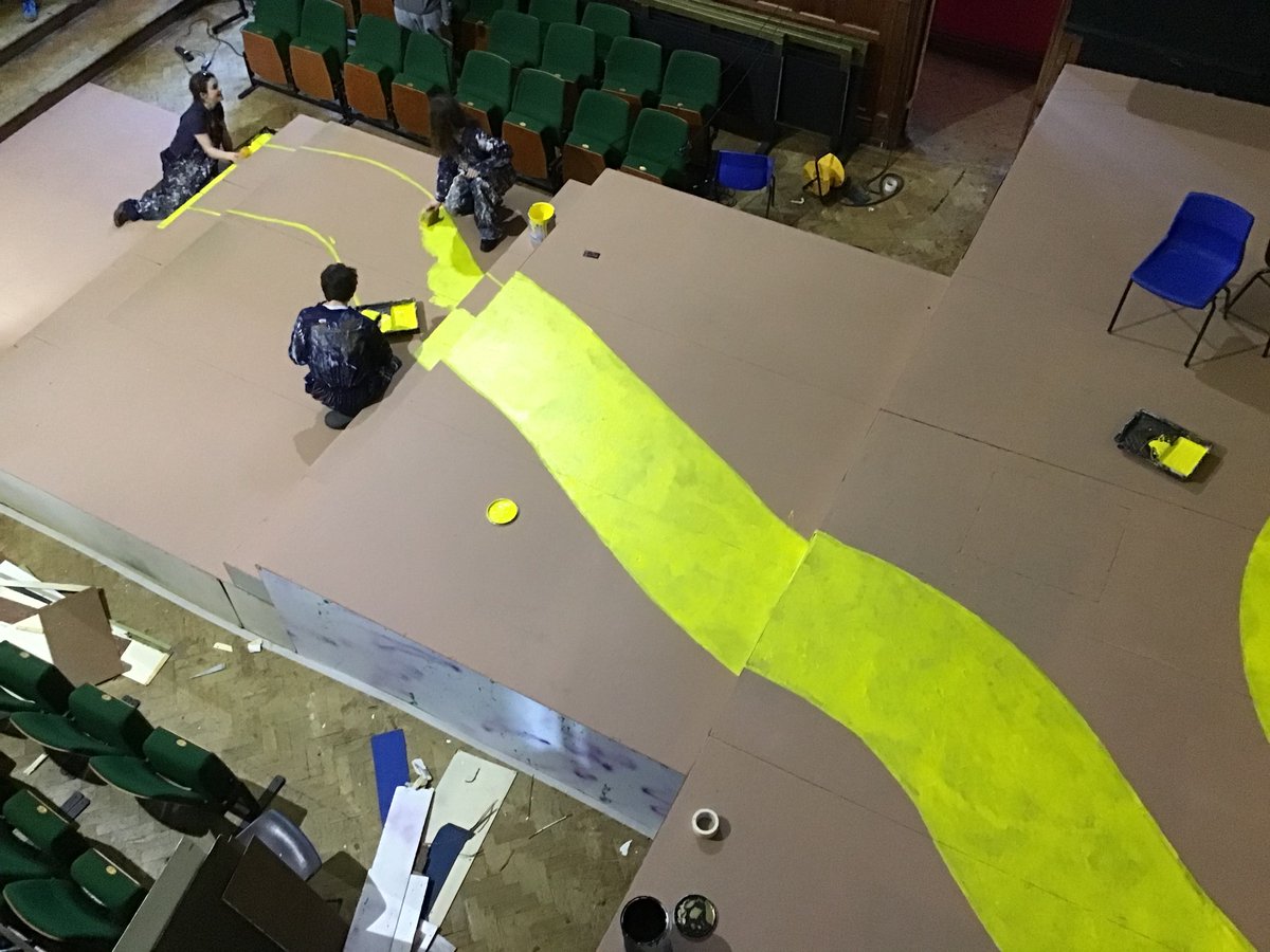 AmpCollArts's tweet photo. A sneak peek of the upcoming Exhibition play as Green Room paint the stage. Details to follow soon. @AmpleforthColl #Compassforlife https://t.co/Z6pCa3aD1u