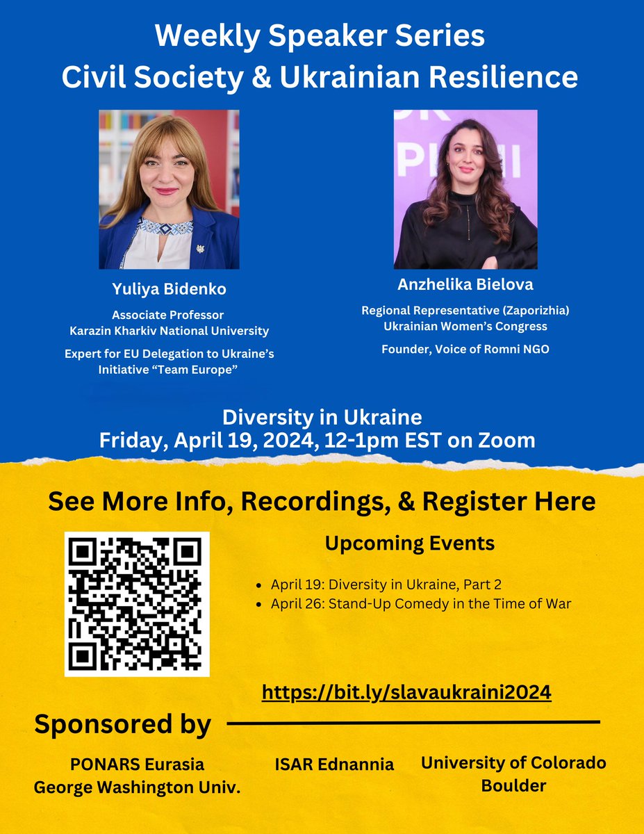 Join us in an hour for the discussion on Civil Society and Resilience in Ukraine with @SarahSokhey as moderator today. The whole series is co-organized by @ponarseurasia @IERES_GWU University of Colorado and @Isar_Ednannia and available online