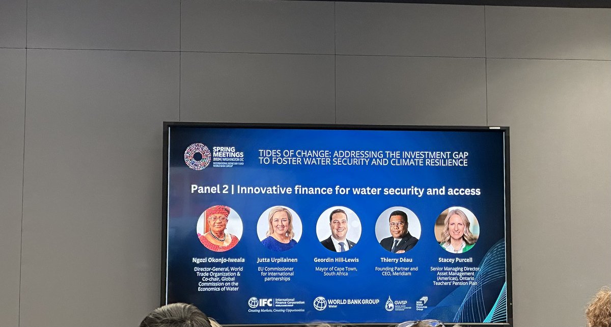Innovative finance for #watersecurity should include not just blending finances but also resources including using the right technology at the right time. The #Privatesector can contribute to this. Thierry Deau founding partner and CEO of Meridiam #WBGMeetings