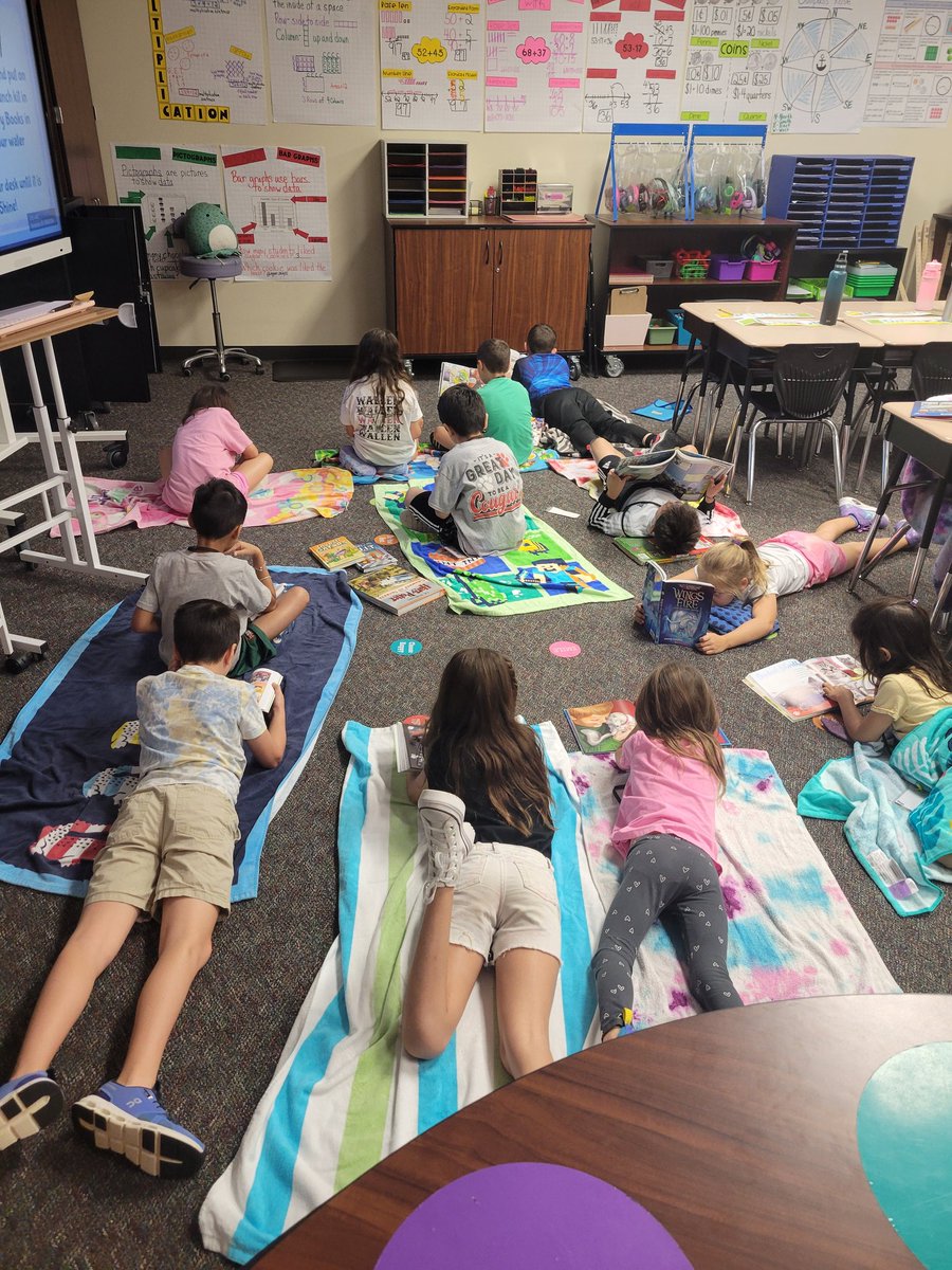 Our stamina building independent reading time became Beach Towel Reading today! Only 24 more school days left with these stellar seconds! <a href="/TISDCES/">Creekview Elementary</a>