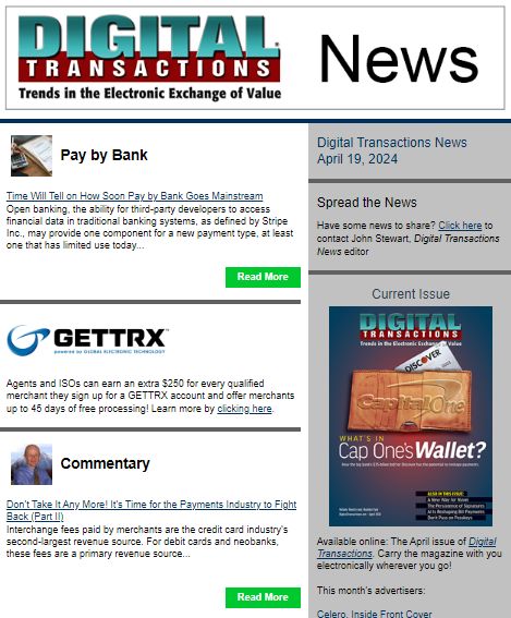 DTPaymentNews's tweet photo. Today's Digital Transactions News: The Promise of Pay by Bank; The Case for Interchange; Plus Weekly Recap
https://t.co/Kl4KvmrqPY
#P2P #A2A #payments #acquiring #paybybank #openbanking #RTP #Transact2024 #billpayments #creditcards #regulation #AmEx #Toast #Xbox #Mastercard https://t.co/rrivKz9Al5
