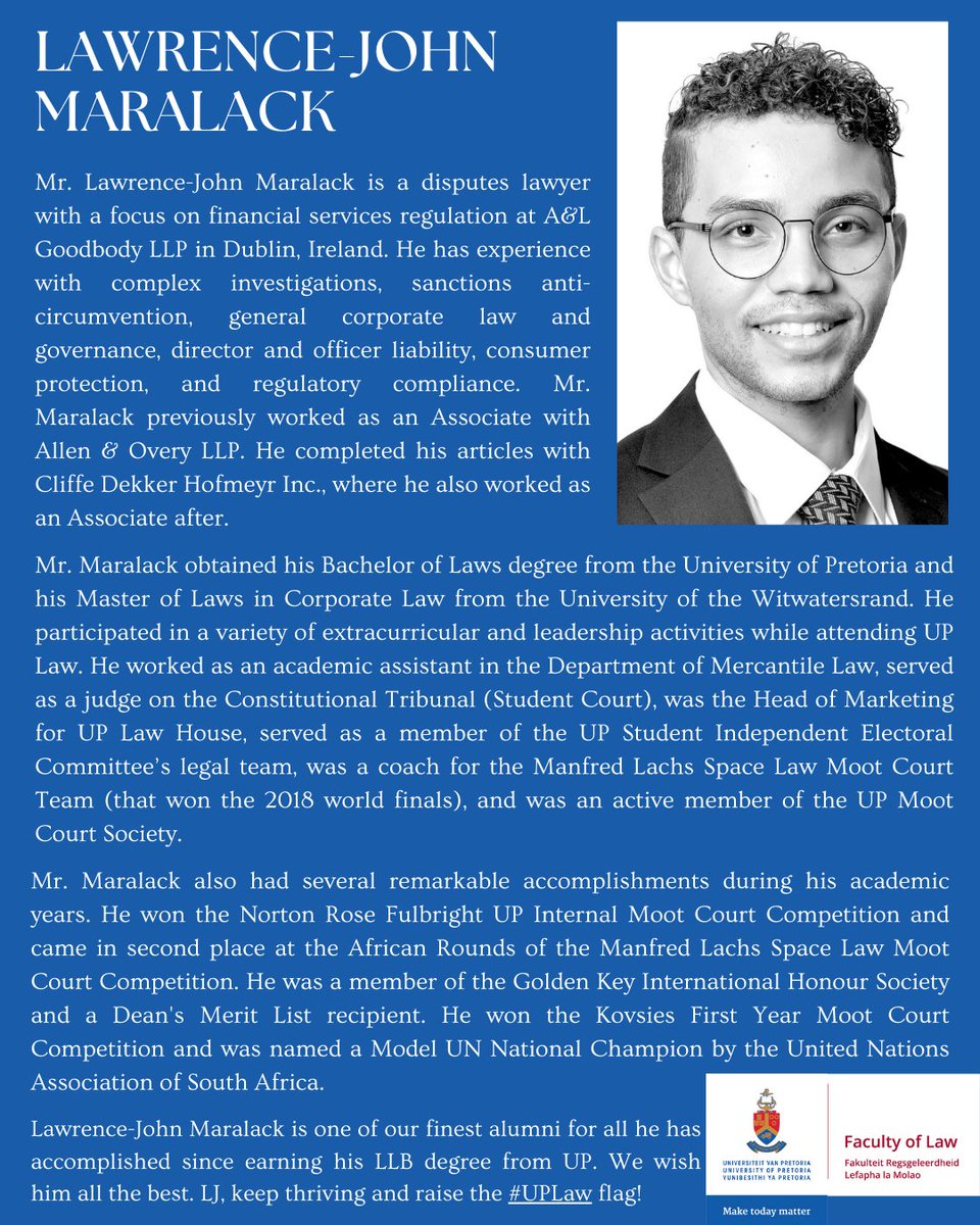 [UP Law Alumni: Link-UP] We are honored to be profiling one of our finest #UPLaw alumni, Mr. Lawrence-John Maralack. LJ is currently a disputes lawyer with a focus on regulation at A&L Goodbody LLP in Dublin, Ireland. #LegalPrimaFacie #ProudlyUP