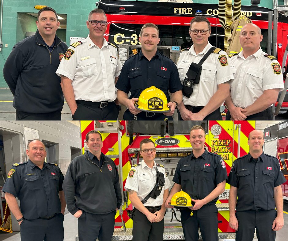 WhitbyFire's tweet photo. 🔥👩‍🚒 Exciting News! Our 2023-01 recruit class has been promoted to 4th Class Firefighters! 🎉🚒 Congrats, Dan Asselin, Emilia Wojtasiak, Dan Januszewski, Adonis Perez, Alexandria Ogden, Kevin Ferreira, Christopher Phillips, &amp; Geordan Mansholt! 👏  #WFESPromotions #WFESTraining https://t.co/ag8wu1HDzb